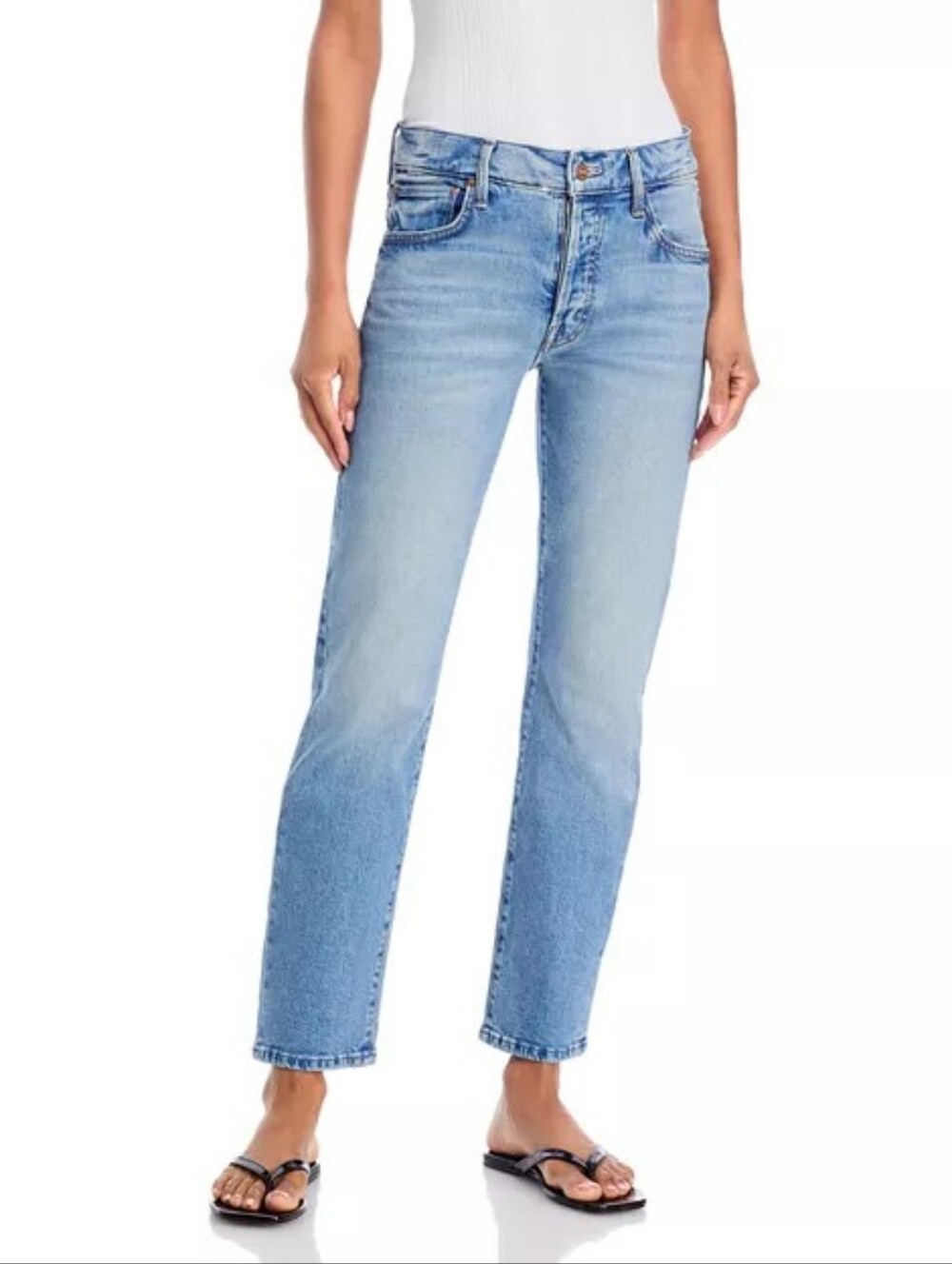 MOTHER Straight Leg Jeans in Light Blue Wash